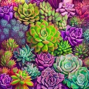 Trippy Succulents - Bright and Bold Intricate design