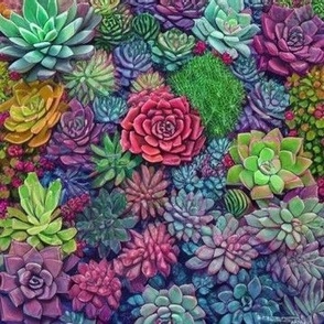 Ethereal Succulent Garden in Bright Bold Colors 