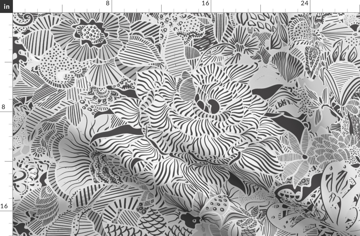 Modern Retro Botanical - Illustrated Whimsical Bohemian Floral 600 - Breaking Free - Mono