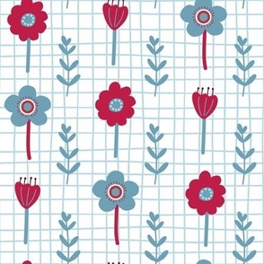 Independent Garden (medium scale) - A cute floral for 4th July in red, white and blue