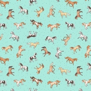 Scattered Horses spotty on mint - small scale