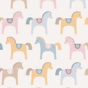 Nordic Dahla Horses in boho pastel colors for baby decor nursery playroom - Large