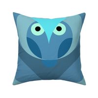 70s owls cozy minimal blue wallpaper- large