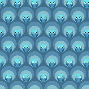 70s owls cozy minimal blue wallpaper-  small