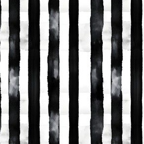 Watercolor Black & White Stripes - small 