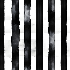 Watercolor Black & White Stripes - large