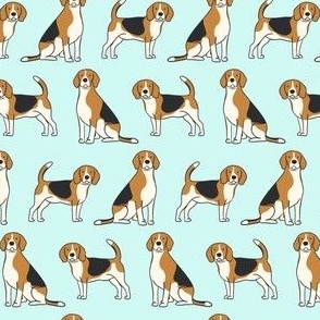 Beagles on  aqua blue background