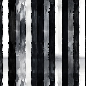 Black, Gray & White Watercolor Stripes - large