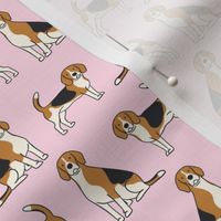 Beagle Dogs on Pastel Pink Background