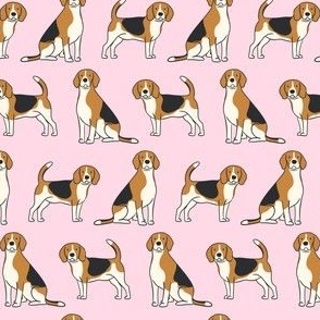 Beagle Dogs on Pastel Pink Background