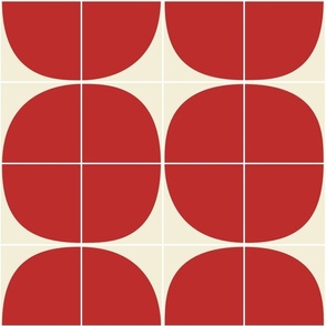 tiled bubbles in red on off white