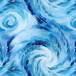 Blue & White Watercolor Swirls - large 
