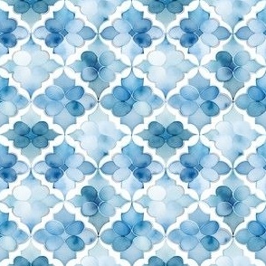 Blue & White Geometric Pattern - small