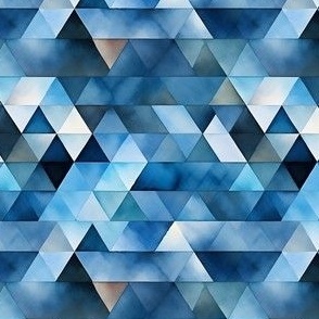 Blue & White Watercolor Triangles - small 