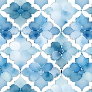 Blue & White Geometric Pattern -large