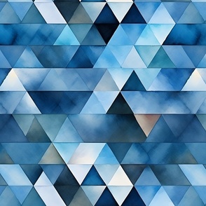 Blue & White Watercolor Triangles - large