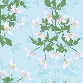  Dancing Wood Anemones in Pale blue - Large scale - Bluebell Woods Collection