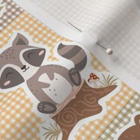 Woodland Nursery Animal Sticker Panels 4x4 Patchwork for Cheater Quilts Cut and Sew Crafts Brown Bear Orange Fox Squirrel Grey Raccoon