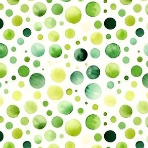 Watercolor Green Polka Dots on White - small