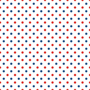 Red And Navy Blue Polka Dots On White