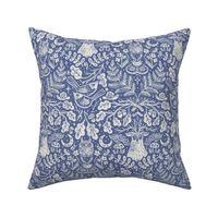 Night in the Forest Woodland Damask | Classic Blue Nova | Textured Historical Inspired