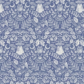 Night in the Forest Woodland Damask | Classic Blue Nova | Textured Historical Inspired