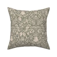 Night in the Forest Woodland Damask | Antique Pewter Green | Textured Historical Inspired