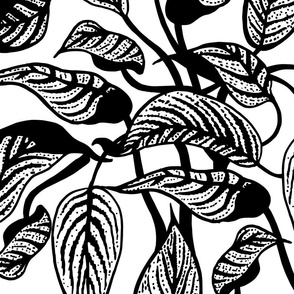 Inky Leaves | Large | Black & White