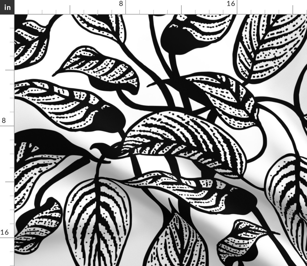 Inky Leaves | Large | Black & White