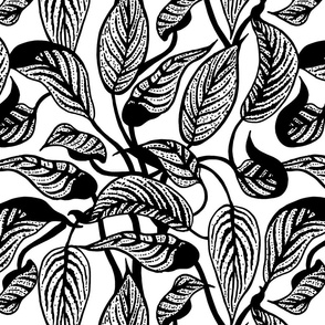 Inky Leaves | Medium | Black & White