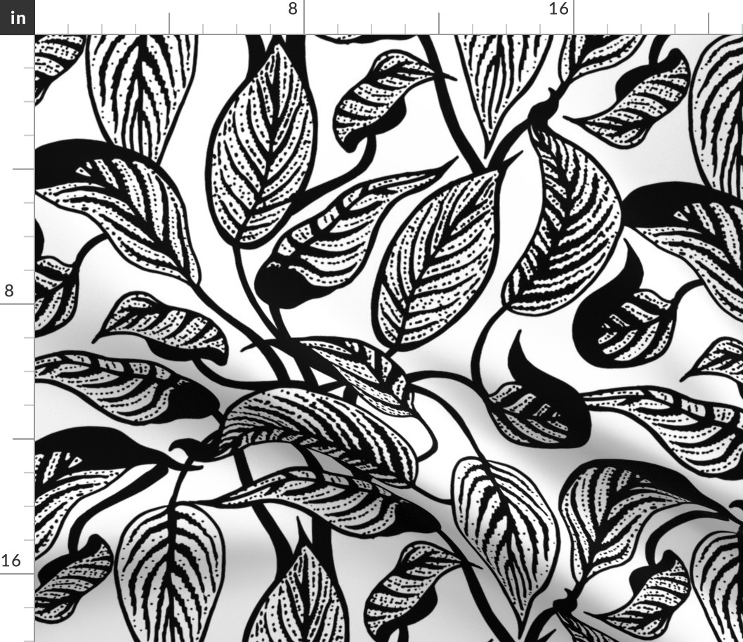 Inky Leaves | Medium | Black & White