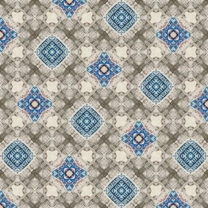 Grungy blue flower tiled collage