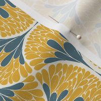 Abstract Mod Ogee Floral Small Yellow and Grey 