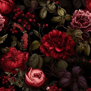 Large Scale red moody floral