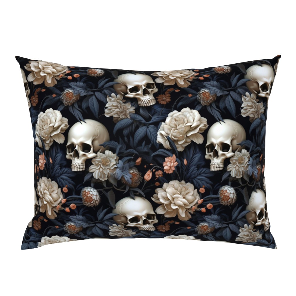 orange floral skull