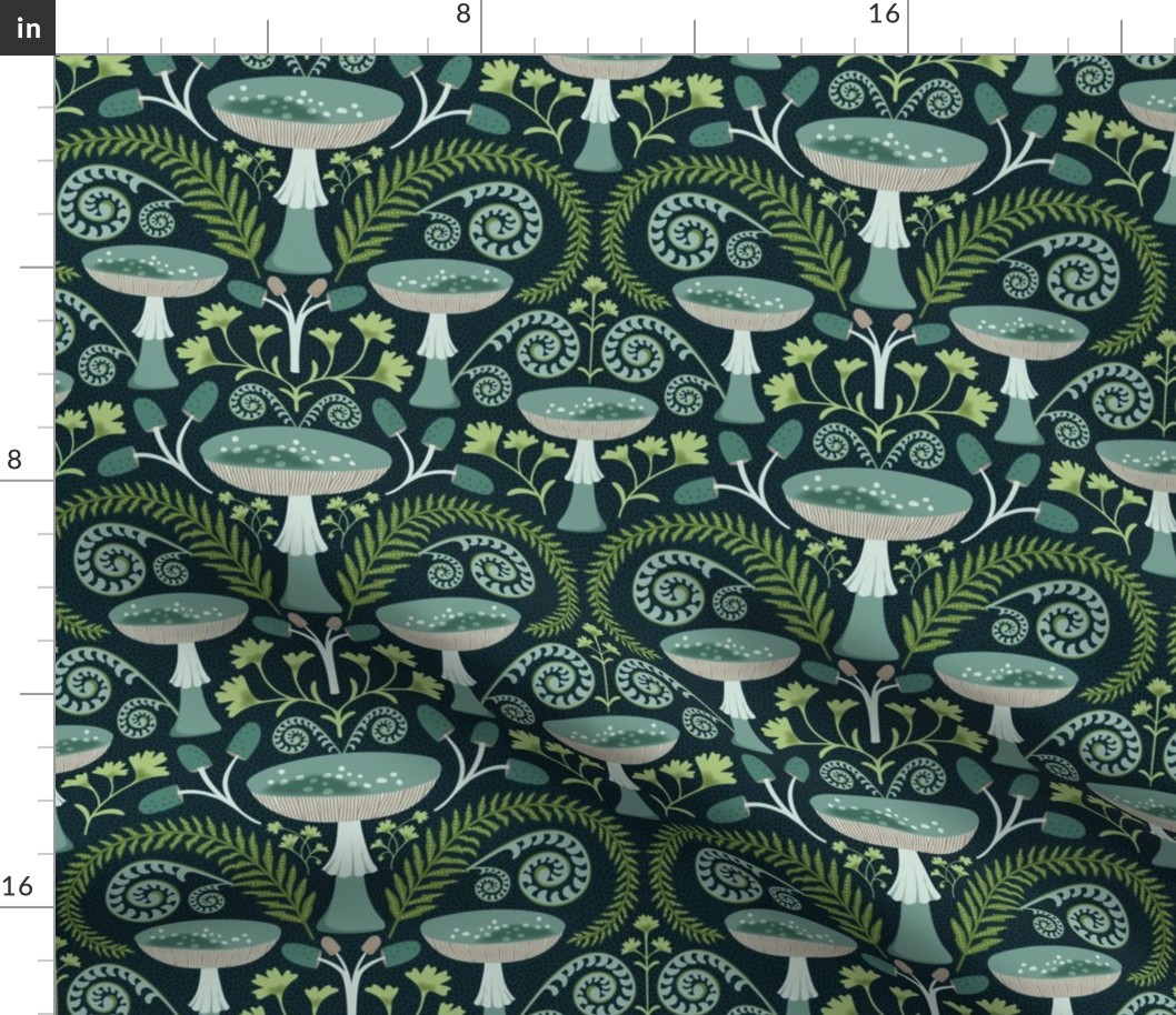 Enchanted Forest - Fern Mushroom Botanical Dark Teal Regular