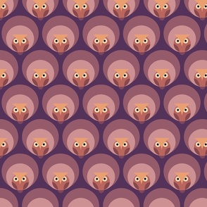 70s owls cozy minimal moody purple wallpaper -small