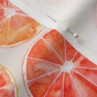 Sliced Grapefruit Watercolor on Light Tan