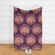 70s owls cozy minimal moody purple wallpaper - large
