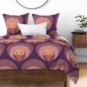 70s owls cozy minimal moody purple wallpaper - large