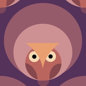 70s owls cozy minimal moody purple wallpaper - large