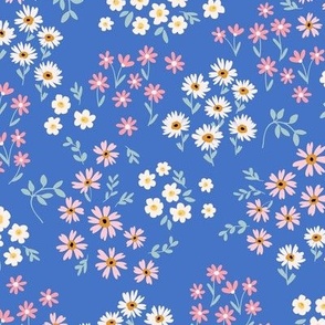 Pretty Ditsy Floral Garden - Pink and Blue