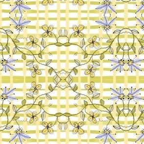 floral trellis on woven stripes