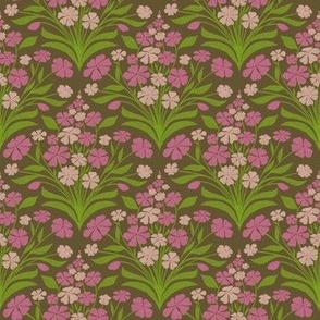 Medium Scale // Hand-drawn Textured Floral Group in pink and green