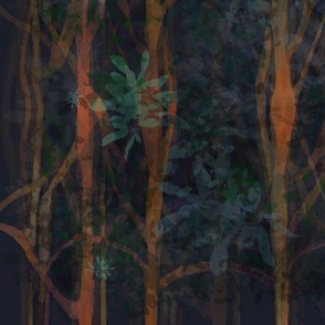 Dark moody gloomy forest biome