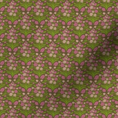 Smaller Scale // Hand-drawn Textured Floral Group in pink and green