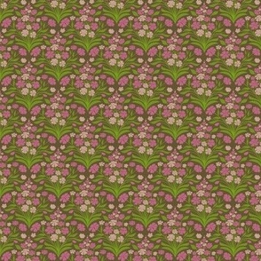Smaller Scale // Hand-drawn Textured Floral Group in pink and green