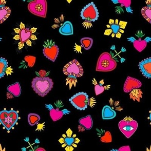 colorful milagro hearts black 8 inch repeat