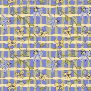 woven floral on periwinkle blue