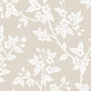 Spring Blossoms - beige  white - extra large